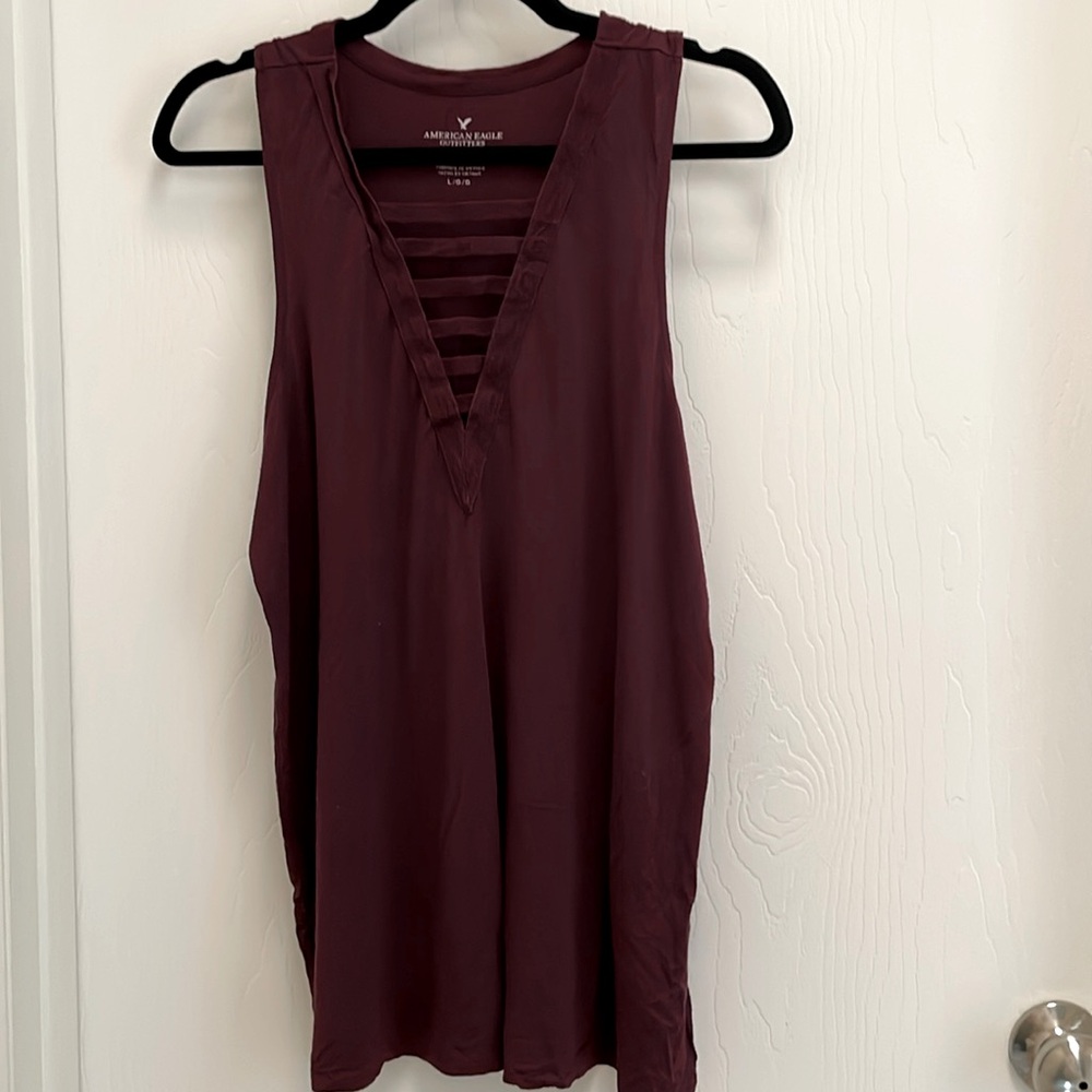 American Eagle Bar Front V-Neck Tank Top